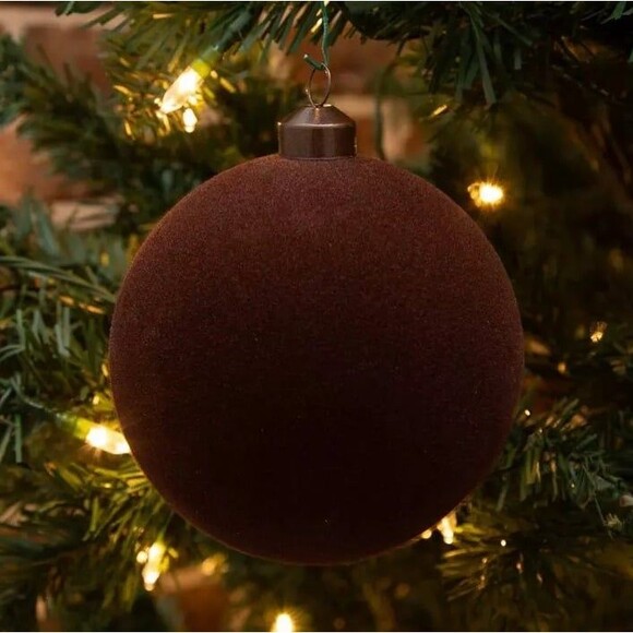 Hobby Lobby Velvet Flocked Ornaments Dark Brown Small 80mm - 1 Box - Picture 2 of 2